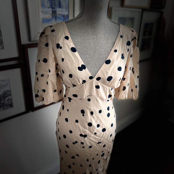 ba&sh Dresses & Skirts - ba&sh Cream and Black Polka Dot Maxi Dress
